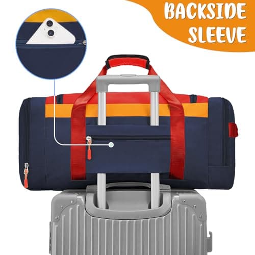 WOOMADA Kids Travel Bag with Shoe & Wet Pockets, Carry On Duffle Bag for Overnight Trips, Sports, School(dark blue) - Thumbnail 5