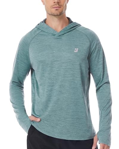 Roadbox UPF 50+ Fishing Shirts for Men, Long Sleeve UV Sun Protection Lightweight Rash Guard Hoodie for Hiking Workout Grey Green - Image 1