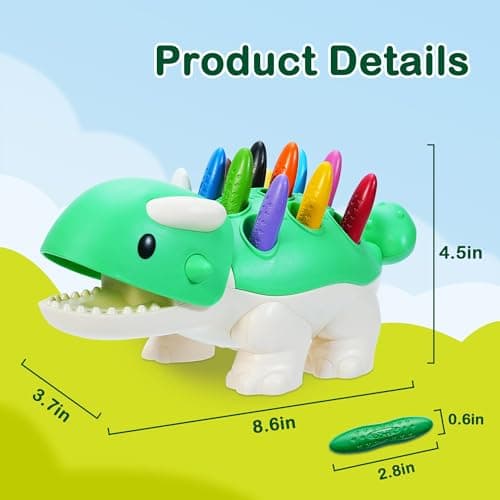 YPLUS Dinosaur Toys with Peanut Crayons, Montessori Sensory Fine Motor Learning Toys 24 Colors Toddler Crayons Box Toy Activity Set for Kids - Thumbnail 4