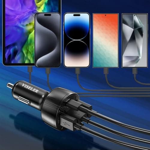 USB C Car Charger Adapter, PD 3.0 Charger, 5 USB QC 3.0 Car Phone Chager Fast Charging for iPhone 17, Galaxy S24 and Other USB Device. (2Pack) - Thumbnail 4