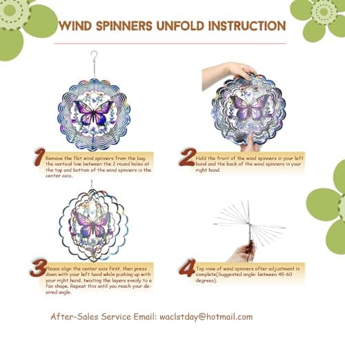 Wind Spinners Outdoor Hummingbird Decorations - Birthday Gifts for Women Mom Grandma, Hanging 12 inch 3D Sculptures for Garden Decor for Outside, Patio, Yard - Thumbnail 3