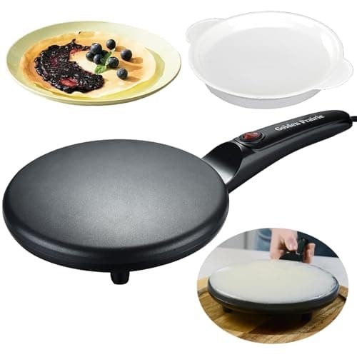 Golden Prairie 8" Electric Crepe Maker, Nonstick Crepe Pan with Long Handle, Auto Temperature Control, Quick Heat-Up 800W, Easy Clean, PFOA & BPA Free with Batter Tray - Image 1