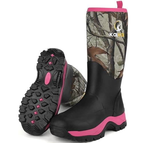 Kalkal Rubber Boots for Women, Insulated Waterproof Womens Hunting Boots, 6mm Neoprene Camo Hunting Boot Tall Rain Boots for Women Mud Working Gardening Farming - Image 1