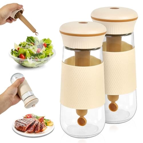 Salt Shakers for Kitchen with Measuring Spoon, BPA-Free Glass 2-in-1 Spice Jars Shake Less Salt & 1g Scoop, Fine Salt Container for Low Sodium and Salt People, Easy Filling（2PCS） - Image 1