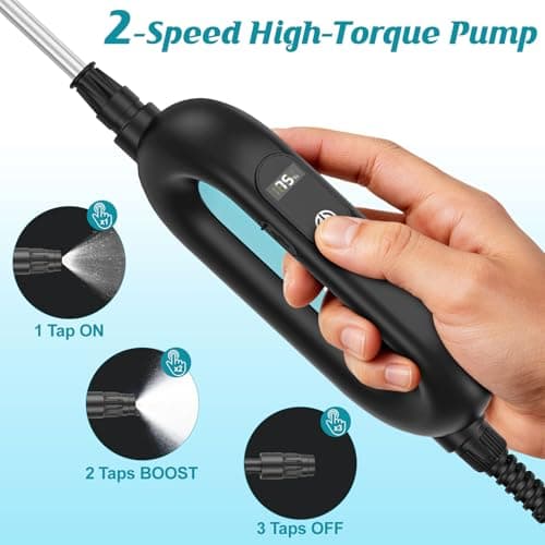 3.2Gal/12L Battery Powered Backpack Sprayer, 7.4V Electric Pump Sprayers with Digital Display, 2 Speeds & 5 Nozzles, USB Rechargeable, Adjustable Strap for Lawn, Garden, Farm, Cleaning (Light Blue) - Thumbnail 3