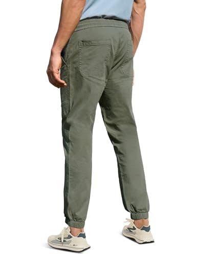 MOURCE Mens Sweatpants Joggers Tapered - Cotton Slacks for Men with Elastic Waist Drawstring, Army Green - Thumbnail 2