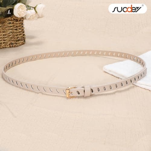 SUOSDEY 4 Pack Thin Belts for Women Skinny Leather Belts with Metal Buckle for Dresses Pants Jeans - Thumbnail 5