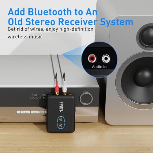 1Mii RCA Bluetooth 5.3 Adapter for TV, 3.5mm AUX Bluetooth Transmitter Receiver for 2 AirPods or Headphones, Home Stereo, Speakers, Projector, Treadmills, PC, with Volume Control, aptX Low Latency - Thumbnail 5