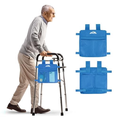 supregear Walker Side Bag, Water Resistant Accessory Basket Pouch for Folding Walkers, Lightweight Hand Free Storage Carrier Tote, Universal Size Seniors Caddy Attachment, Blue