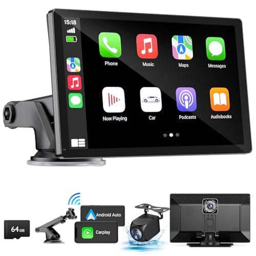 HAUXIY Wireless Apple Carplay Screen for Car 4K Dash Cam, 9" Portable Apple Carplay & Android Auto Car Stereo, with 1080p Backup Camera, GPS Navigation/Mirror Link/Voice Control/Bluetooth - Image 1