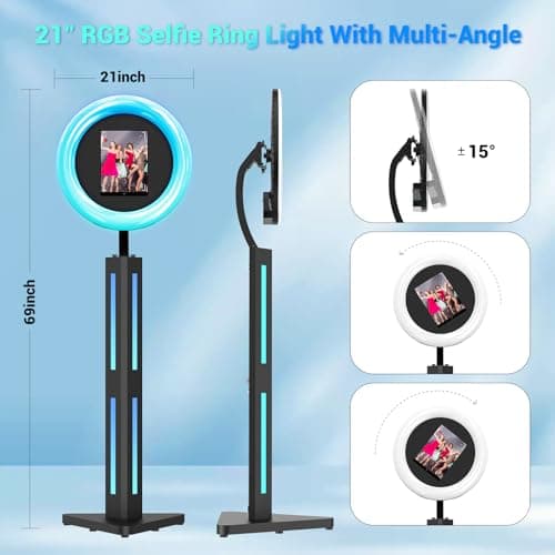 Portable Photo Booth Stand Shell with Flight Case, Fits for 12.9in 11in 10.9in 10.2in Ipad,Selfie Photo Booth with ChackTok PhotoBooth VIP Member,Ideal for Parties,Wedding and Events - Thumbnail 3