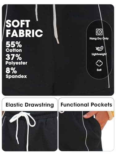 EXLURA Womens Casual Cotton Sweat Shorts Elastic Drawstring Dolphin Short Summer High Waist Workout Lounge Short with Pockets - Thumbnail 4