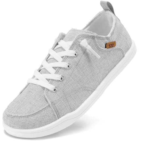 STQ Slip on Sneakers for Women Casual Shoes Canvas Tennis Classic Shoes Machine Washable Iron Grey Size 7 - Image 1