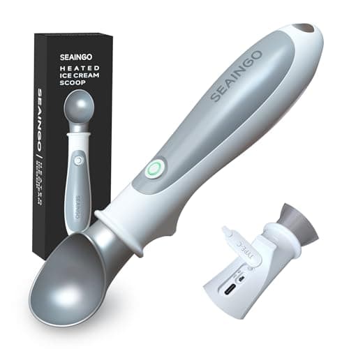 SEAINGO Heated Ice Cream Scoop - Rechargeable, ON/OFF Safety Lock Switch, Two Warming Modes, Ergonomic Handle, Electric Kitchen Tool Nonstick Scooper for Gelato, Frozen Yogurt, Sorbet & More - Image 1