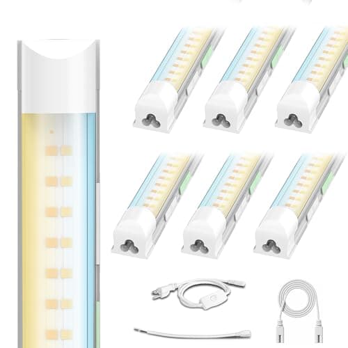 Zi-ZOHNSON 6 Pack Dimmable 4FT Led Shop Lights,30W 4500LM 3000-6500K Tunable,T8 Led Commercial Bay Light,High Output,Plug and Play, Linkable Lights for Warehouse,Basement,Barn - Image 1