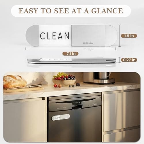 EliteSign Clean Dirty Magnet Dishwasher Sign, Magnetic Dish Washer Clean Dirty Sign, Strong Magnets Indicator for Stainless Steel Dishwasher, Extra Adhesive Tapes Included - Thumbnail 4
