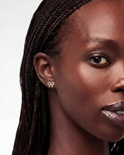 MUMREUES Gold Earrings for Women 14K Gold Plated Stud Earring Dainty Minimalist Simple Small Bow Earrings Jewelry Gift for Her - Thumbnail 4