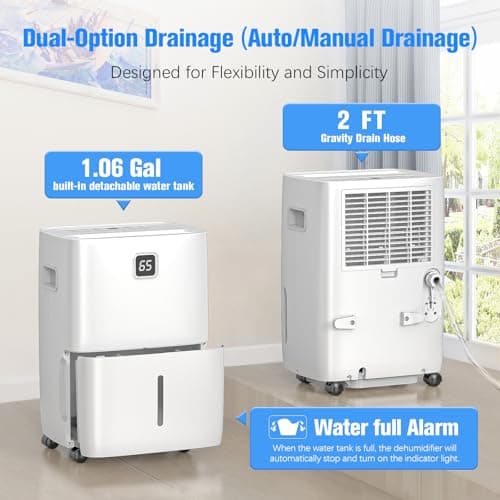 DEVERSE Max 80 Pints Energy Star Dehumidifier for Home/Bedroom/Basement, 5000 Sq.Ft Coverage, with Drain Hose, Smart Humidity Control & Large Tank - Thumbnail 6