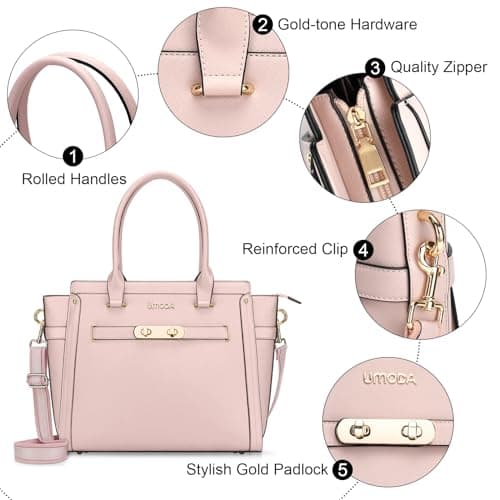 Laptop Bag for Women,15.6 Inch Multi Pocket Padded Tote Bag, Computer Bags for Women, Light Pink - Thumbnail 6