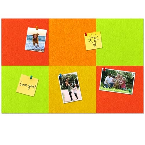 HULAVO Square Felt Cork Bulletin Board Tiles, Self Adhesive DIY Felt Pin Board for Wall 30" x 20" with 35 Pushpins for Office School Home Wall Decor Stickers Memos Photos Display (Gradual Orange) - Image 1
