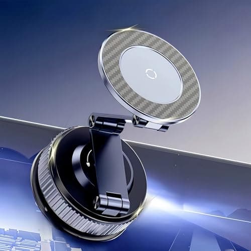GEYUTHS Magnetic Car Phone Holder with Suction Cup 360° Adjustable Foldable Phone Mount Zinc-Alloy Phone Holders for Your Car for Tesla iPhone 17 Pro Max 16 15 14 13 12 Plus - Image 1