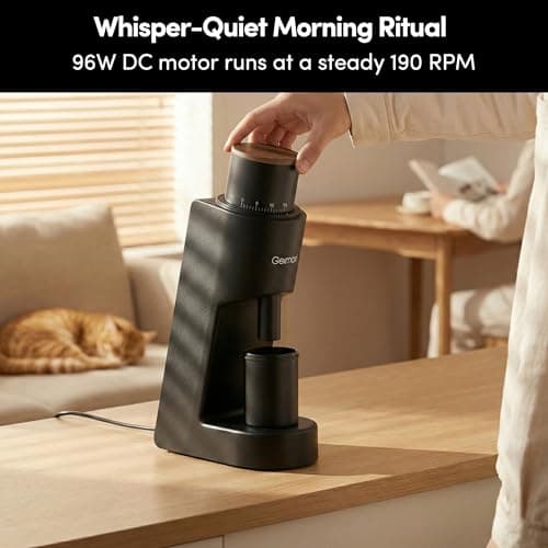 Single Dose Coffee Grinder,Wirsh Geimori GU38 Coffee Grinder with 38mm 6-Core Stainless Steel Conical Burr, 0.01mm Stepless Adjustment, Low Retention Espresso Grinder with Magnetic Dosing Cup,Upgrade - Thumbnail 6
