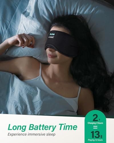 LC-dolida Sleep Headphones, White Noise Bluetooth Sleep Mask 3D Wireless Eye Mask Sleeping with Timing, Sleep Mask with Bluetooth Headphones for Side Sleepers Travel Yoga, Cool Gifts Men Women - Thumbnail 6