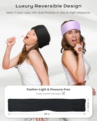 Dual-Sided Sleep Mask for Side Sleepers, Soundless Velcro, Bamboo Fiber & Milk Silk Eye Mask, Zero Pressure Sleeping Mask for Women & Men, Eye Relief Blindfold for Nap, Travel Essentials, Black - Thumbnail 5