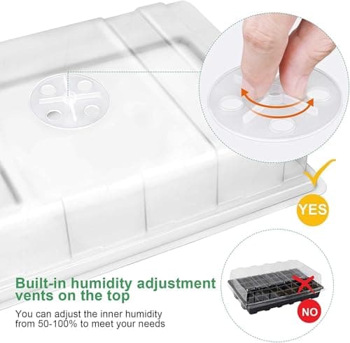 MIXC Seedling Trays Seed Starter Tray, 10-Pack Mini Propagator Plant Grow Kit Greenhouse with Humidity Vented Domes and Base for Seeds' Starting (40 Cells Per Tray, Total 400 Cells), Black - Thumbnail 5