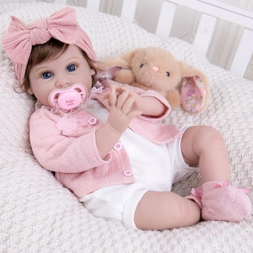 Milidool Reborn Baby Dolls Girl, 22 inch Soft Body Lifelike Realistic Newborn Baby Girl Real Life Baby Dolls with Gift Box Feeding Toy Accessories Set,Gift for Grandma and Kids 3+ - Thumbnail 4