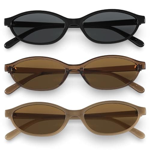 QALLY Retro Oval Womens Sunglasses Cat Eye Sunglasses for Women: Chic 90s Sunnies Lightweight Trendy UV protection Sun Glasses - Image 1