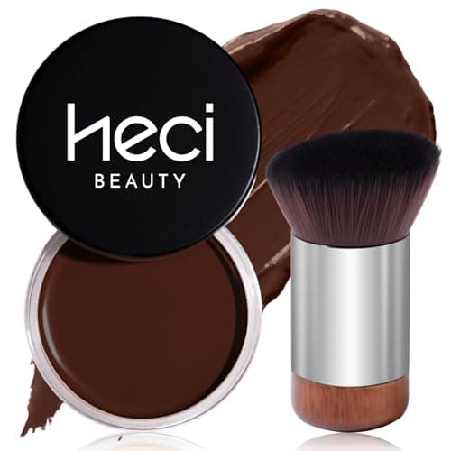 HECI BEAUTY Cream Bronzer with Brush, Creamy & Highly Pigmented Formula, Blendable Cream Contour Makeup with a Natural, Matte Finish - Buildable Formula for Shimmer-Free, Deep, 0.7 Oz - Image 1