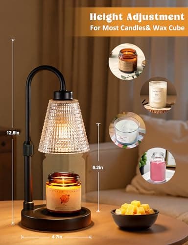 Innqoo Candle Warmer Lamp with Timer, Dimmable Candle Warmer for Jar Candles, Height Adjustable Wax Melts Warmer, Birthday Gifts for Women Mom, House Warming Gifts New Home Decor - Thumbnail 2