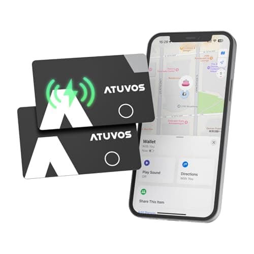 [Apple MFi Certified] ATUVOS Rechargeable Wallet Card, Ultra-Thin 1.6mm Blueooth Air Tag Tracker Works with Apple Find My (iOS Only), Item Locator for Passport, Luggage, IP67 Waterproof, 2 Pack - Image 1