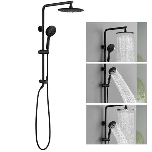 SonTiy Rain Shower System with 9Inch Rainfall Showerhead and Handheld with Height Adjustable Holder, High Pressure Stainless Steel Shower Rail Kit, 72Inch Long Shower Hose, 2.5Gpm, Black - Image 1