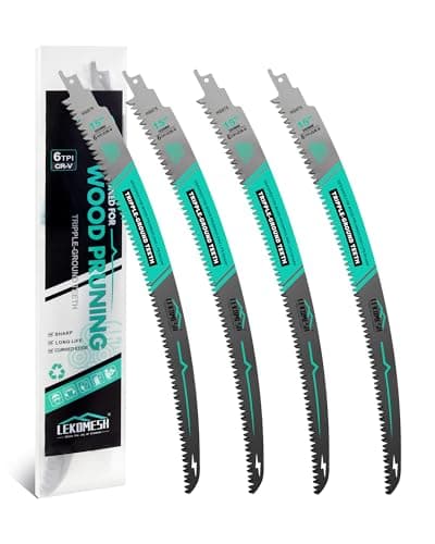 LEKOMESH 15" Japanese Teeth Reciprocating Saw Blades Wood Pruning - 4pcs Curved Edge 6TPI for Tree Trimming, Wood/PVC Pipe Cutting, Cr-V Sabre Blades Better Wear Resistance - Image 1