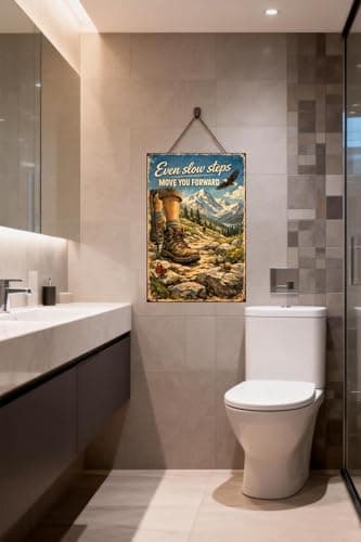 Even Slow Steps Move You Forward Tin Sign Inspirational Quote Metal Wall Decor Vintage Hiking Mountain Artwork Motivational Rustic Plaque for Home Office Gym Cabin Man Cave Wall 8x12 Inch - Thumbnail 2