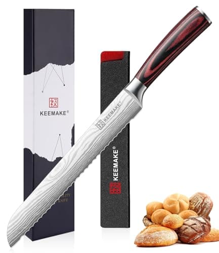 KEEMAKE Bread Knife, 8 Inch Serrated Bread Knife for Homemade Bread Ultra Sharp High Carbon Stainless Steel Blade, Professional Bread Cutting Knives for Sourdough Bread, Bagels, Cake - Image 1