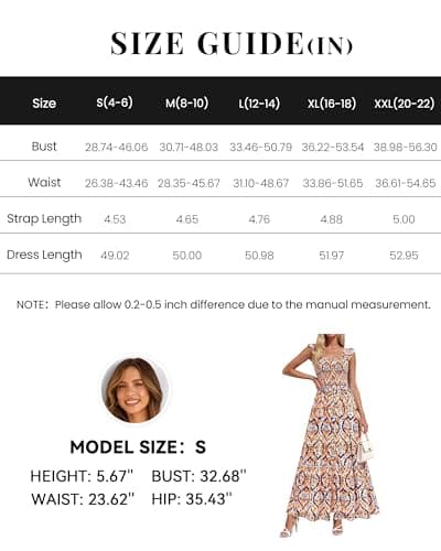 dowerme Womens Summer Maxi Dresses 2026 Casual Ruffle Sleeve Button Smocked Floral Slit Boho Dress Spring Beach Sundress(Blue Geometry,Medium) - Thumbnail 6