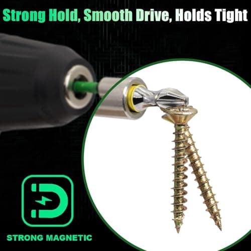 Hitscrews Magnetic Screwdriver Bits PH2#2-6 Inch, S2 Steel, White Chrome, CNC Phillips Tip) – Long Impact Driver Bits for Deep Screws, Framing, Cabinets – 10 Pack - Thumbnail 3