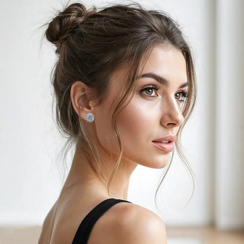 Sunflower Stud Earrings for Women S925 Sterling Silver Moissanite Earrings D Color VVS1 Daily Wear Party Gift 4Carat - Thumbnail 6