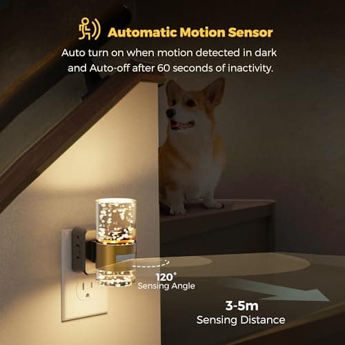 L LOHAS LED Motion Sensor Night Light,Dimmable Night Lights Plug into Wall, 2 Pack Acrylic Nightlight with 0-100 LM Adjustable Brightness, 3000K Plug in Night Light for Bathroom Hallway - Thumbnail 5