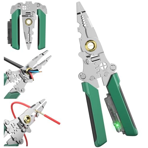 8 in 1 Wire Stripper with Voltage Tester, 2025 New Heavy Duty Wire Crimper Electrical Pliers, Electrician Tools, Noise Alarm, Hot/Neutral Detector for 12-250V AC/DC - Image 1