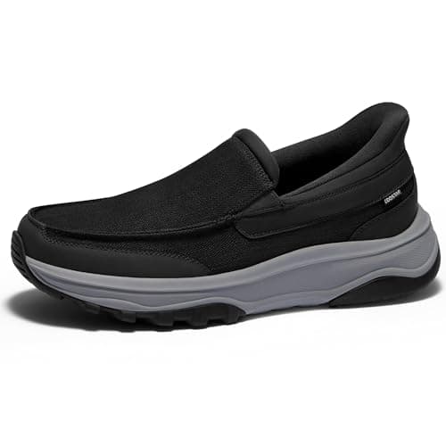 Coostar Slip On Shoes for Men Orthopedic Walking Loafers with Arch Support Canvas Shoe Casual Black Size 9.5 Wide - Image 1