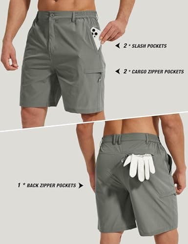 MOURCE Hiking Shorts Men Waterproof Lightweight - Breathable Quick Dry Mens Workout Cargo Shorts with Pockets, Sage Green - Thumbnail 3
