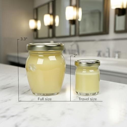 Travel Size Toiletries, Unscented, Natural Lotion, Body Moisturizer, Face Cream, No Petroleum Organic Castor & Jojoba Oil Aftershave Balm Beard Oil Diaper Rash Cream Tattoo Aftercare | Glass 1 oz - Thumbnail 2