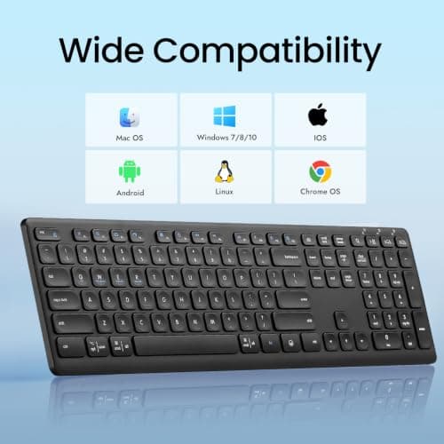 CITLLA Wireless Bluetooth Keyboard, Support Multi Device Switching, Full Size, Scissor-Switch Keys Silent Design for Computer, Laptop, MacBook and iPad - Thumbnail 3