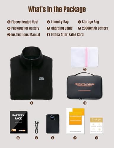 ELTENA Professional Women's Heated Vest with 20000mAh Battery equipped with Flashlights (US, Alpha, Large, Regular, Regular, Black Fleece Vest) - Thumbnail 6