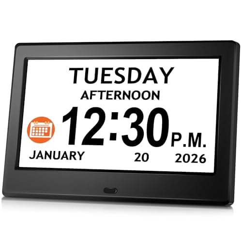 7'' Digital Clock, Dementia Clock With Date And Time, 10 Reminders, 6 Alarms, Auto-Dimming, Auto DST, Remote Control, Large Display Alarm Clock For Seniors, Gifts For People With Dementia, Alzheimers - Image 1