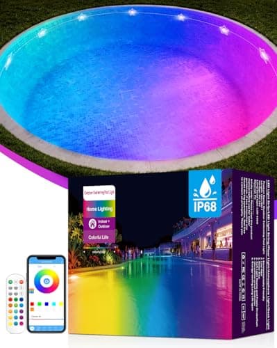 RGB+IC Pool Lights for Inground & Above Ground Pools, Submersible Underwater Pool Lights with App & Remote Control, 16M Colors, 100 Scene Modes, Timer, IP68 Waterproof, Night Swimming & Pool Parties - Image 1